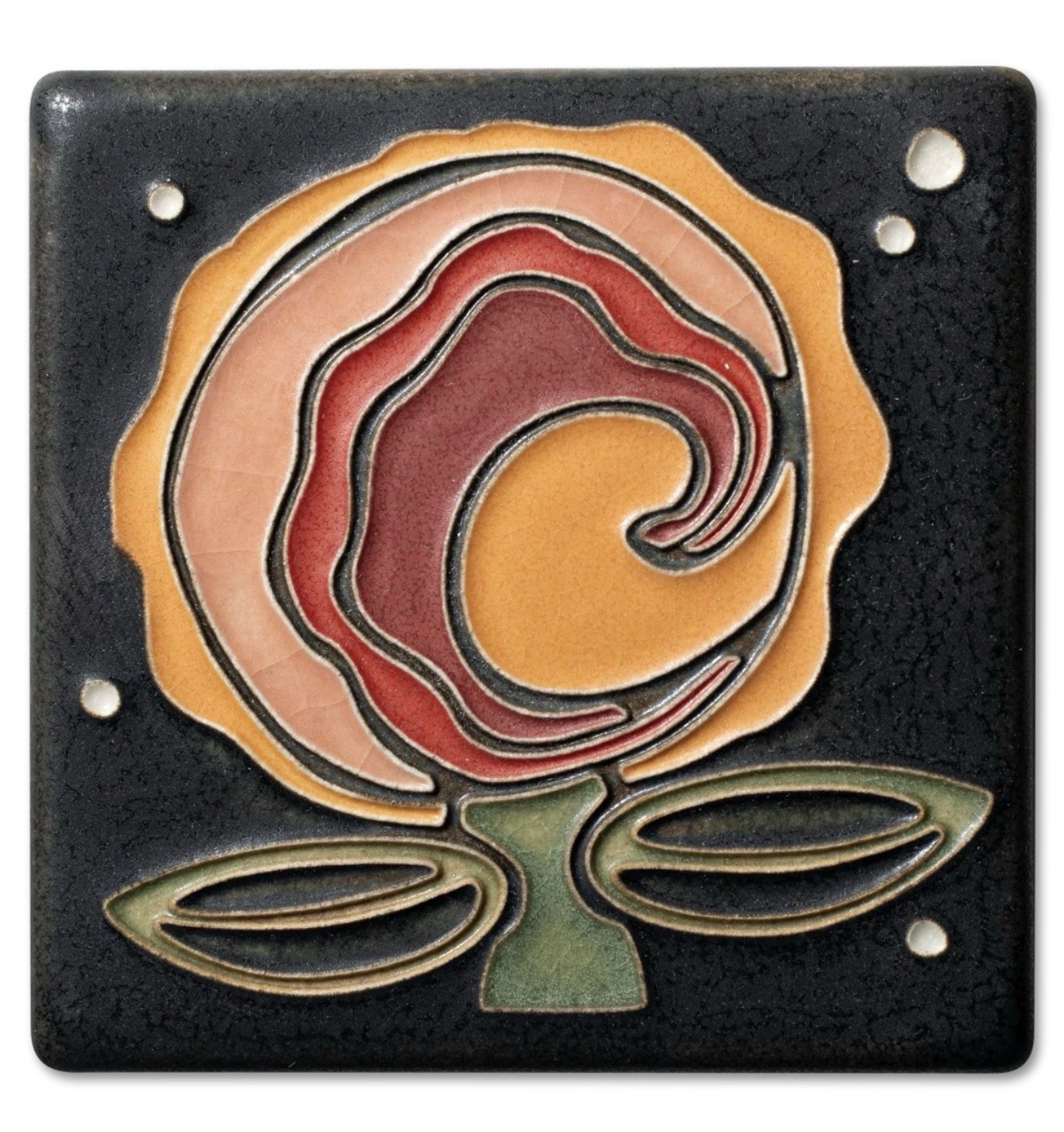 Motawi Tileworks 4x4 Cosmic Bloom- Orange 