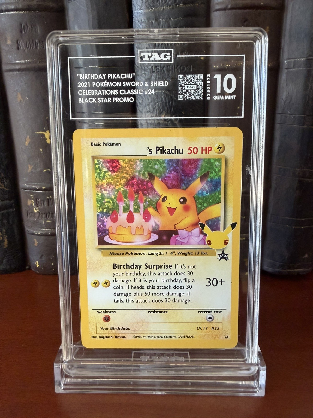 Pokémon Birthday Pikachu Celebrations Classic Holo Black Star Promo 24/53 TAG 10