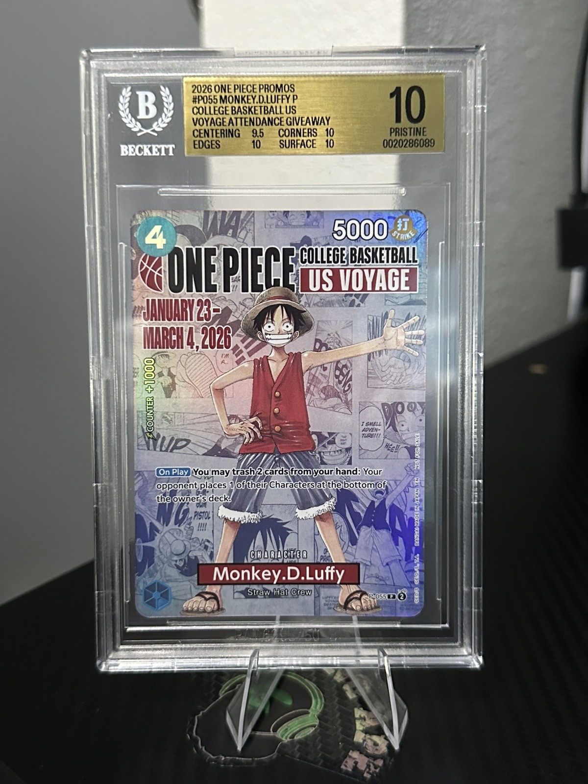 2026 Monkey D Luffy One Piece Promo College Basketball US Voyage BGS 10 PRISTINE 2026 Monkey D Luffy One Piece Promo College Basketball US Voyage BGS 10 PRISTINE