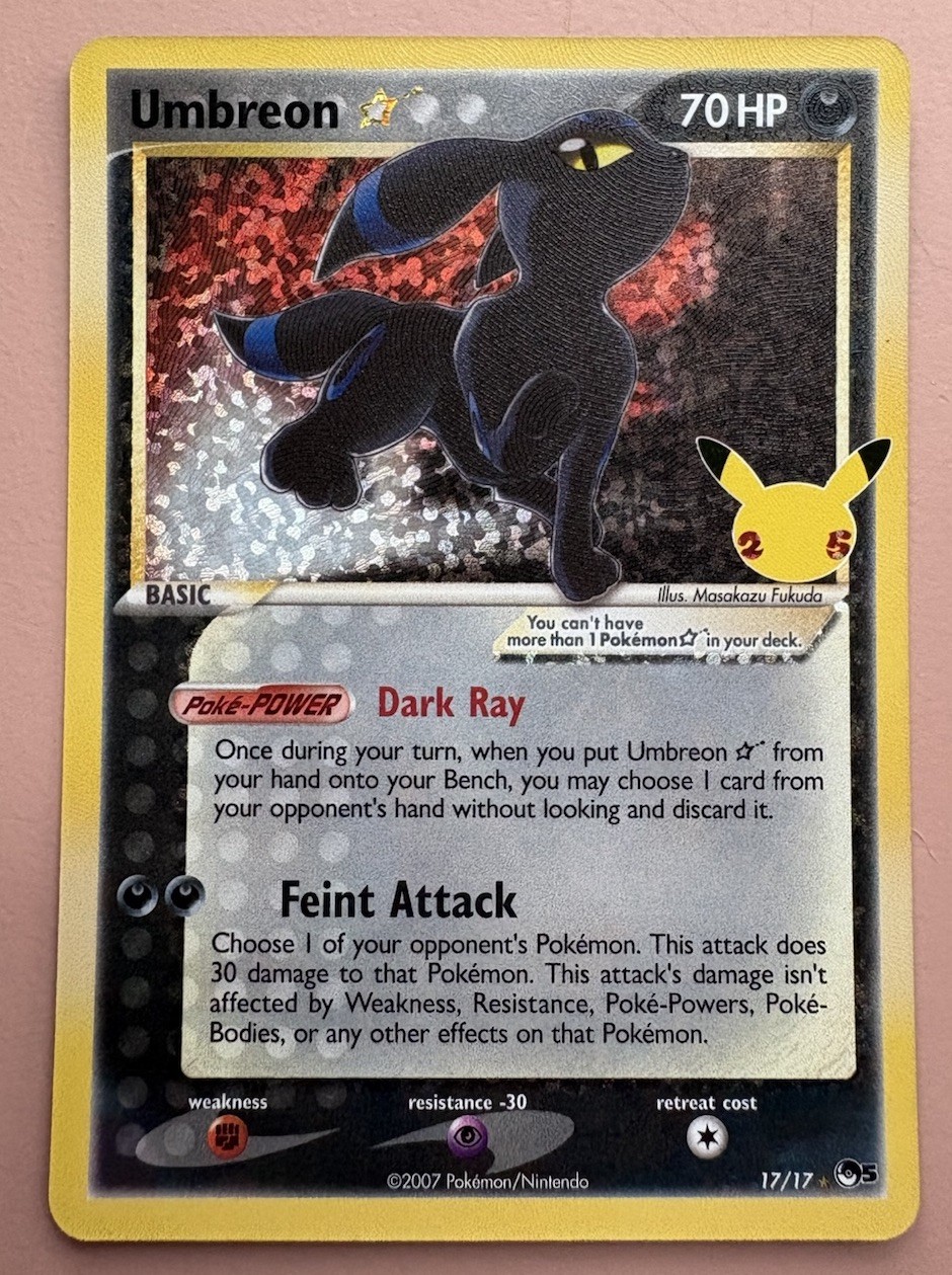 Pokémon TCG Umbreon Gold Star 17/17 Celebrations Classic Collection Holo NM