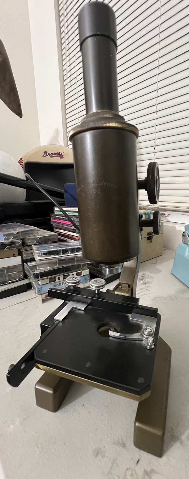 Antique Bausch & Lomb Brass Monocular Microscope Engraved George A Weber 1932