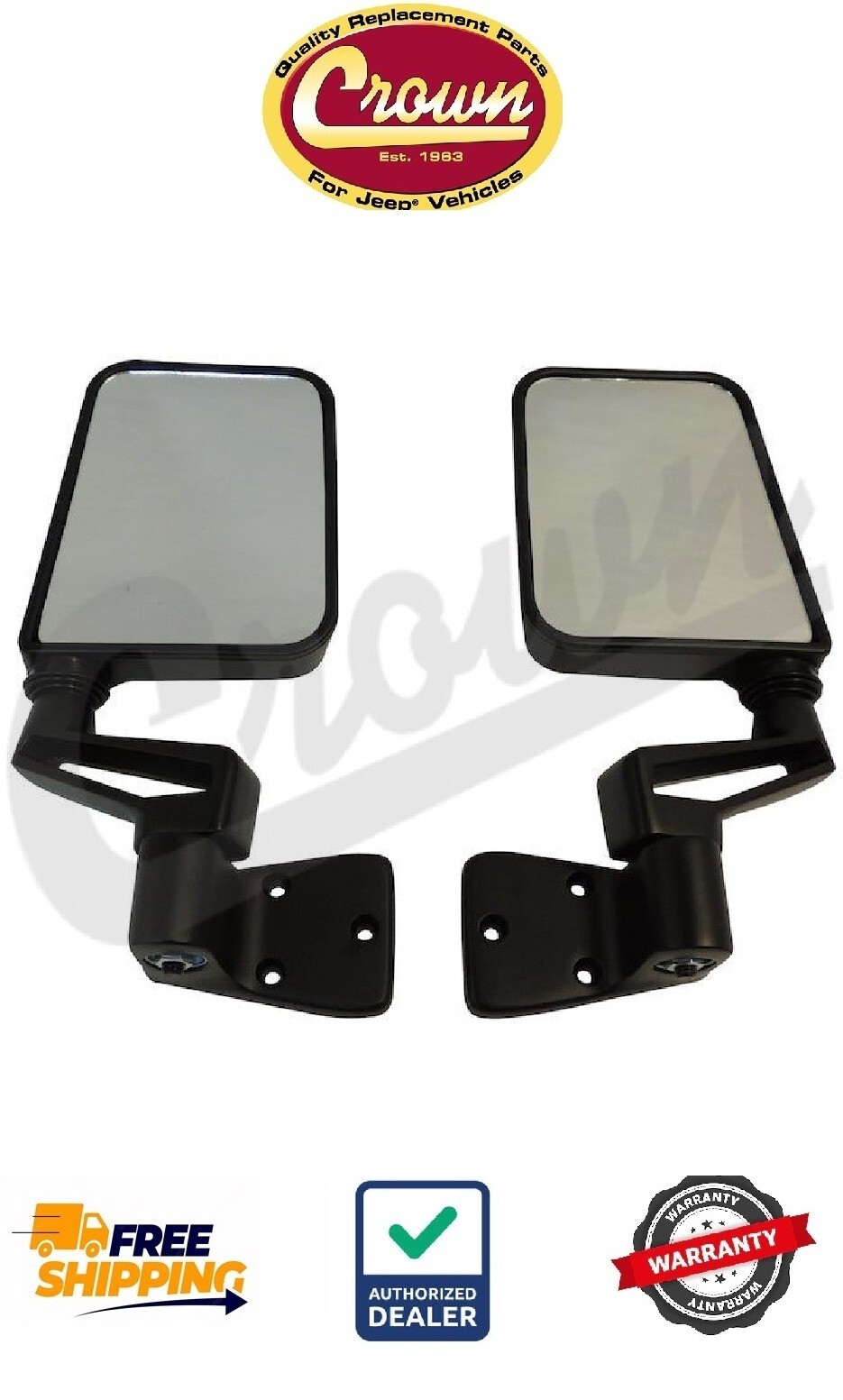 Side door Mirrors PAIR for Jeep Wrangler TJ YJ 1987-2002 82200834K Crown