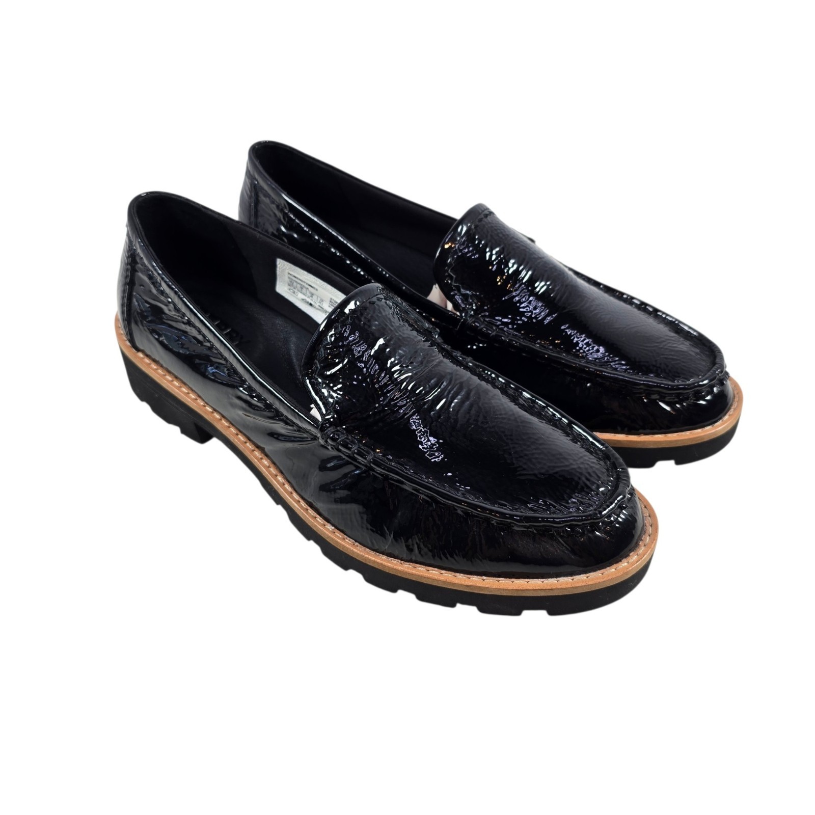 Sperry Topsider A/O Lug Black Patent Shiny Leather Platform Loafer Women\'s 7.5