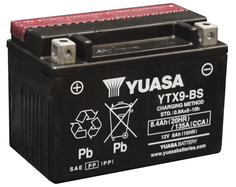 Yuasa YTX9-BS Maintenance Free AGM For 12-Volt Powersports Battery