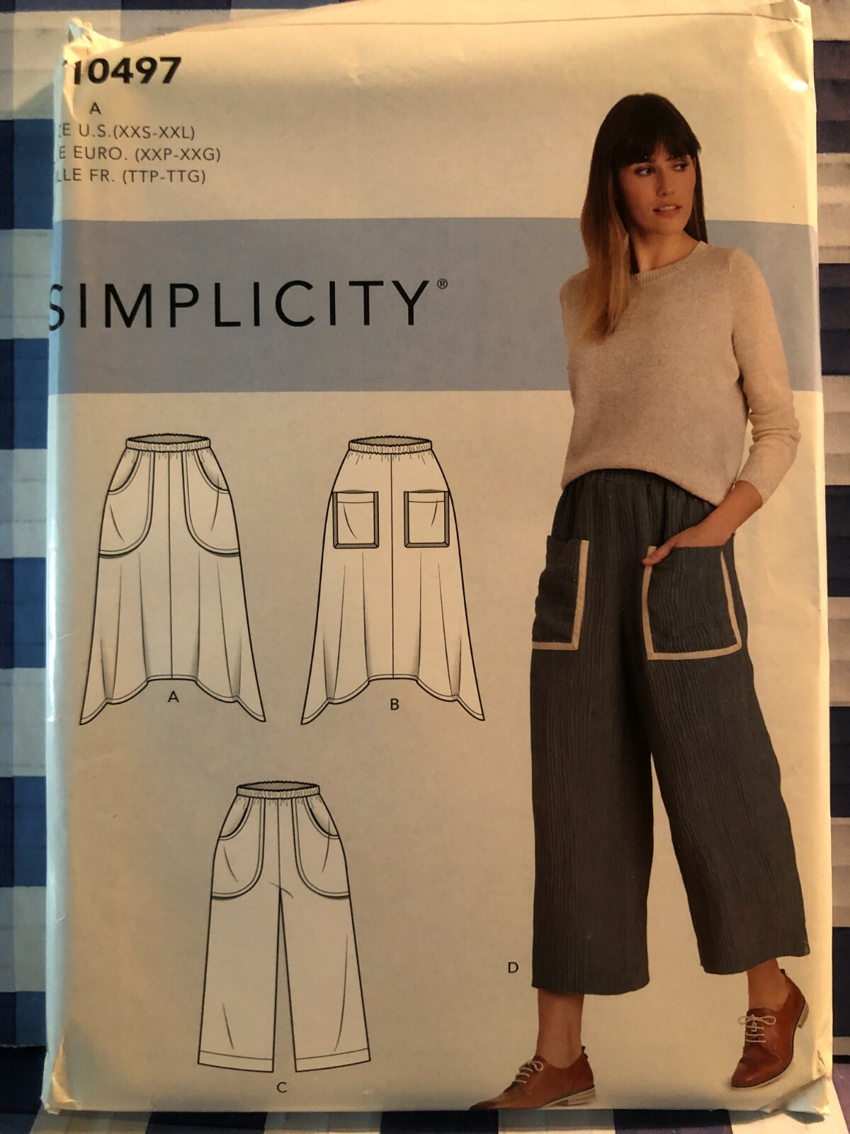 Simplicity Pattern R10497 Pull On Skirts Points & Cropped Pants Pockets XXS-XXL