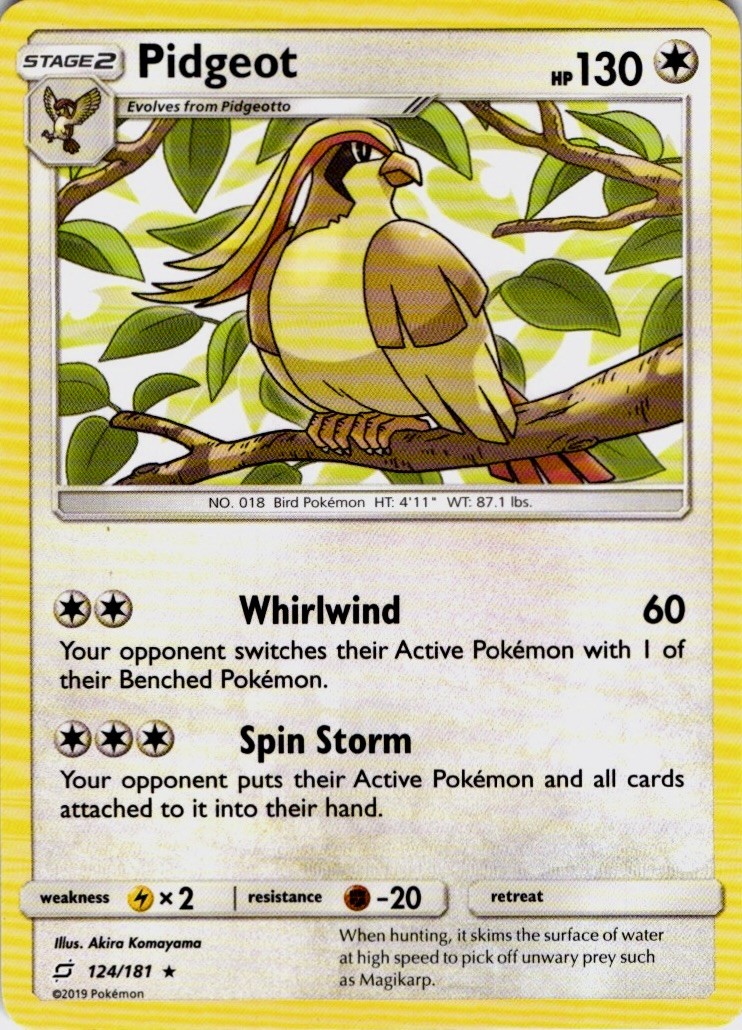 Pidgeot 124/181 Rare Team Up Pokemon Lightly Played Pidgeot 124/181 Rare Team Up Pokemon Lightly Played