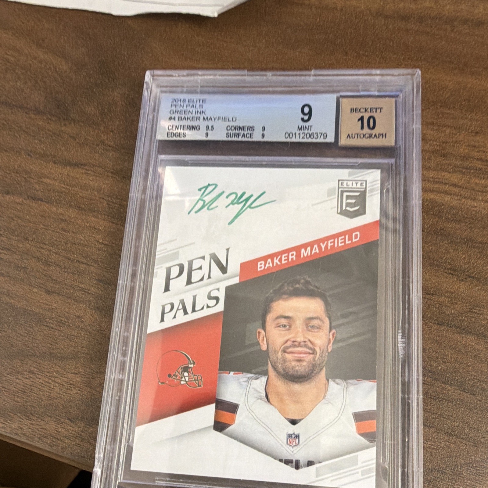 Panini 2018 Donruss Elite Baker Mayfield #PP-BM Green Ink RC Auto BAS