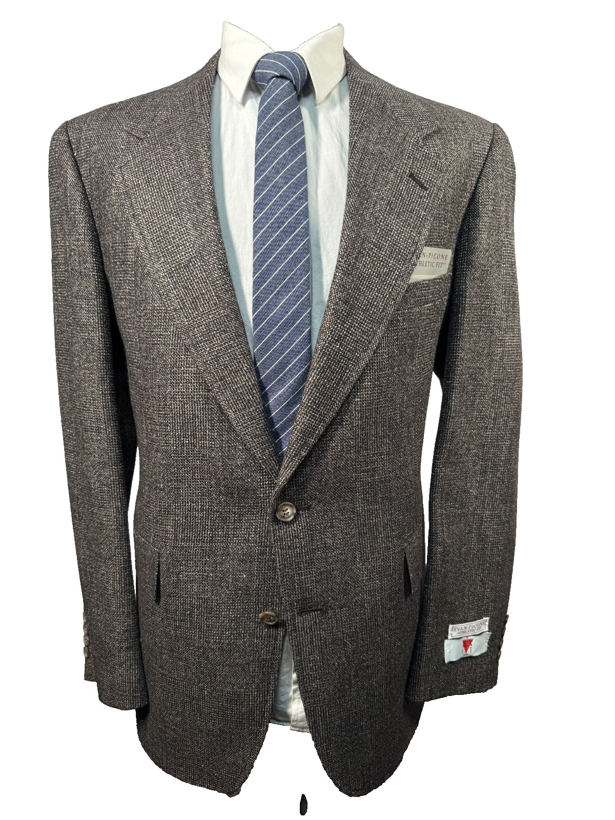NEW EVAN PICONE Mens Brown Silk Wool ATHLETIC FIT Sport Coat Blazer Jacket 42L