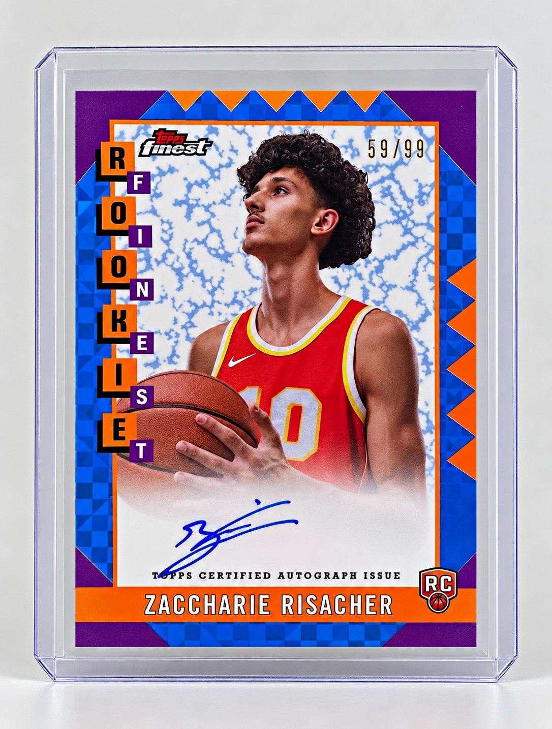 Topps 2024-25 Finest Zaccharie Risacher Rookie Finest Auto RC Blue X-Fractor /99 Topps 2024-25 Finest Zaccharie Risacher Rookie Finest Auto RC Blue X-Fractor /99