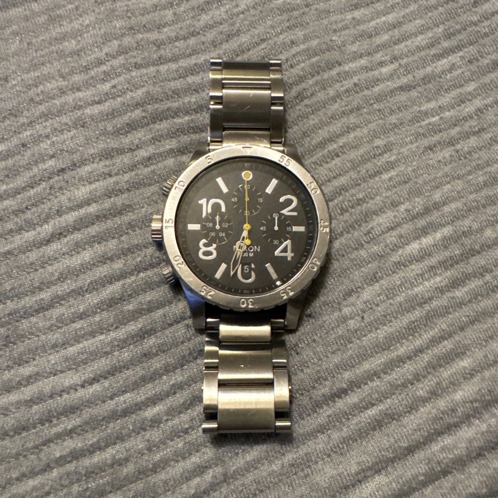 NIXON THE 48-20 CHRONO Watch - Chronograph - Black Stainless Steel 