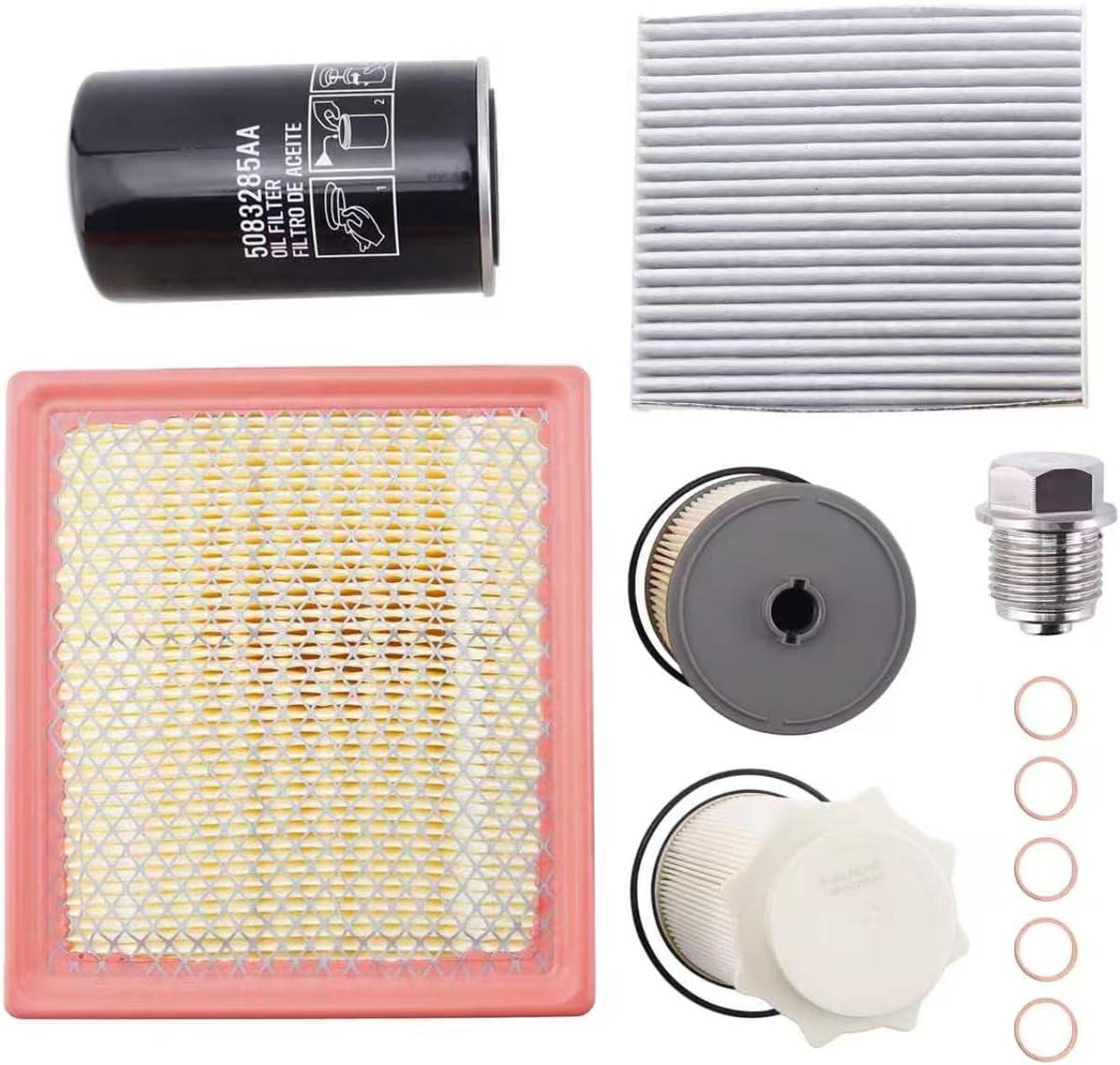 5Pcs Filter Kit for 2019-2024 6.7L Cummins Ram 2500 3500 4500 5500