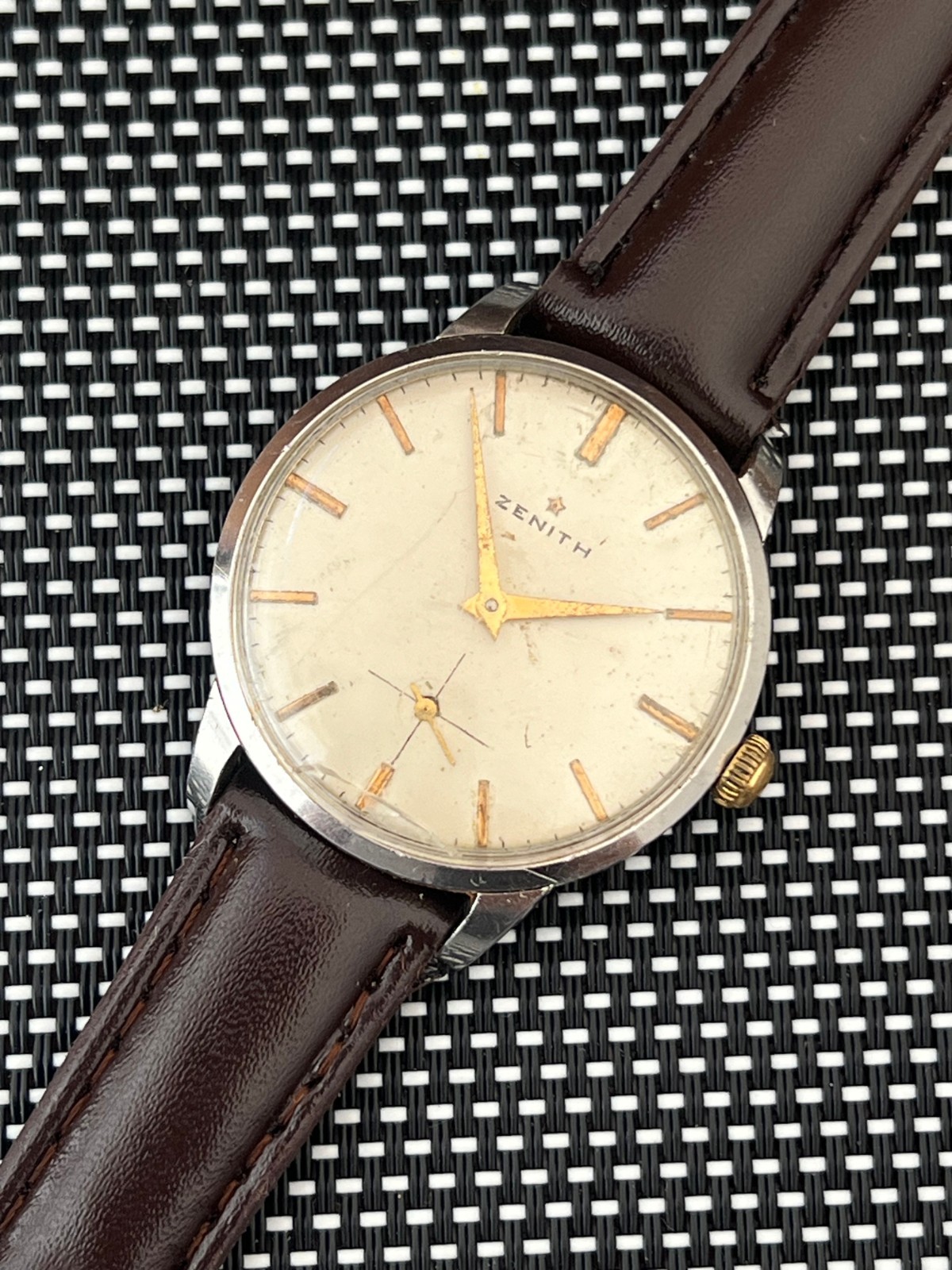 ZENITH STELLINA Manual Winding Watch Vintage Mens Beige Dial 8869860
