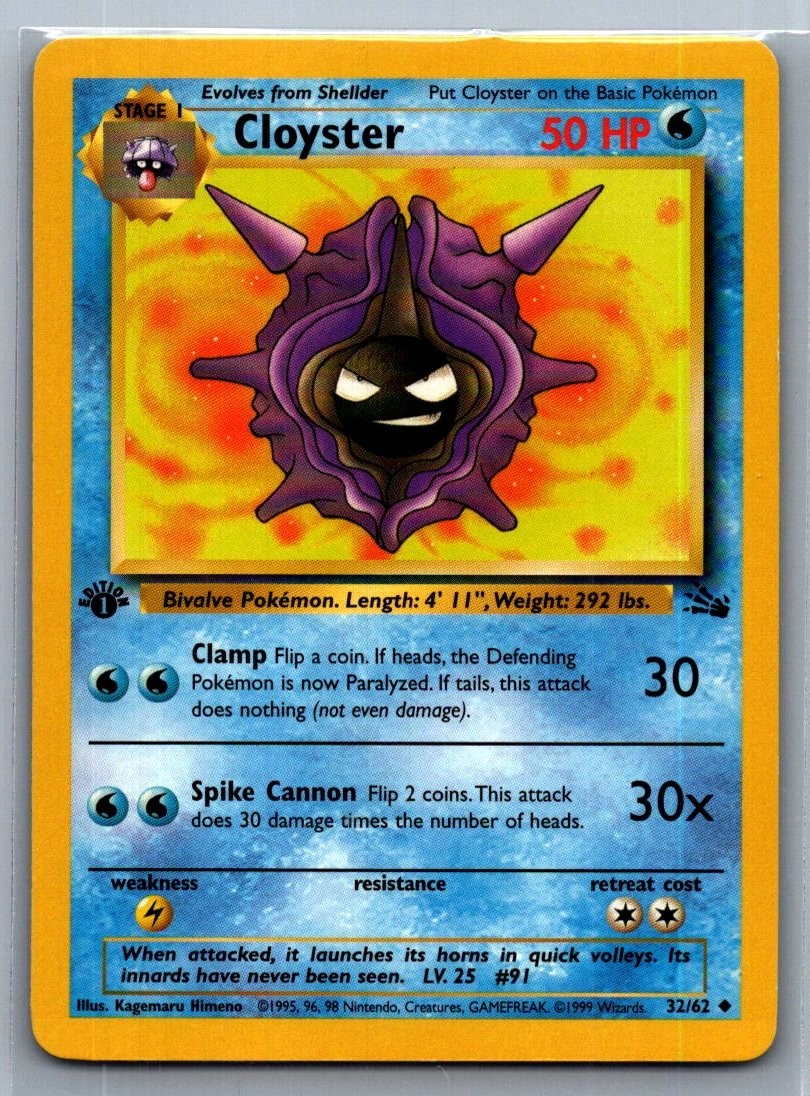 Cloyster 1999 Fossil 32/62 Uncommon 1st Edition