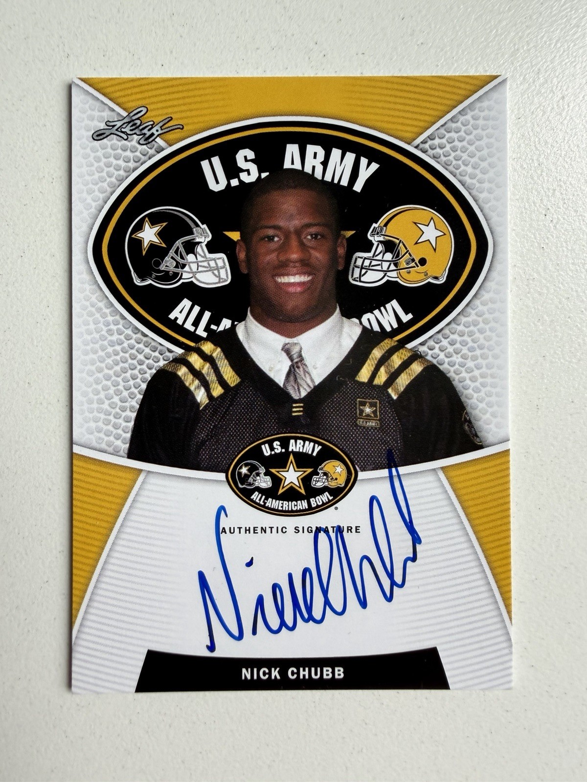 2014 Leaf Army All-American Nick Chubb Rookie Card RC Authentic Signature Auto