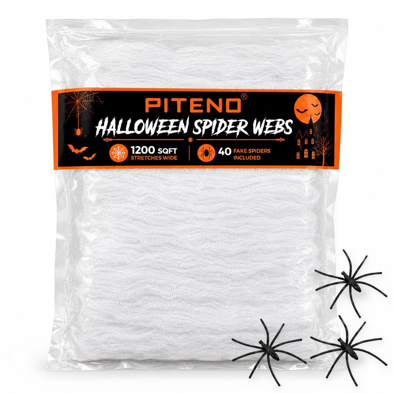 1200 Sq Ft Halloween Spider Webs with 40 Fake Spiders Stretchable Indoor Outdoor 1200 Sq Ft Halloween Spider Webs with 40 Fake Spiders Stretchable Indoor Outdoor