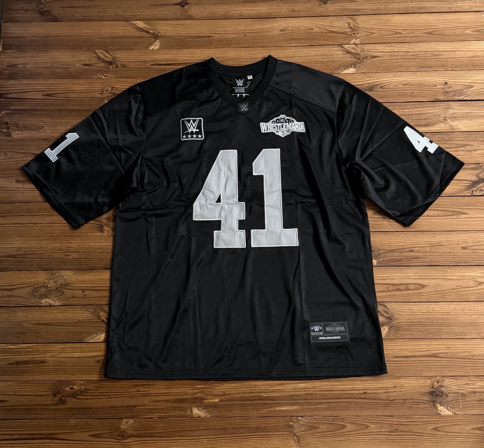 WWE WrestleMania 41 2025 Vegas Black Football Jersey Men's Size 3XL NWOT