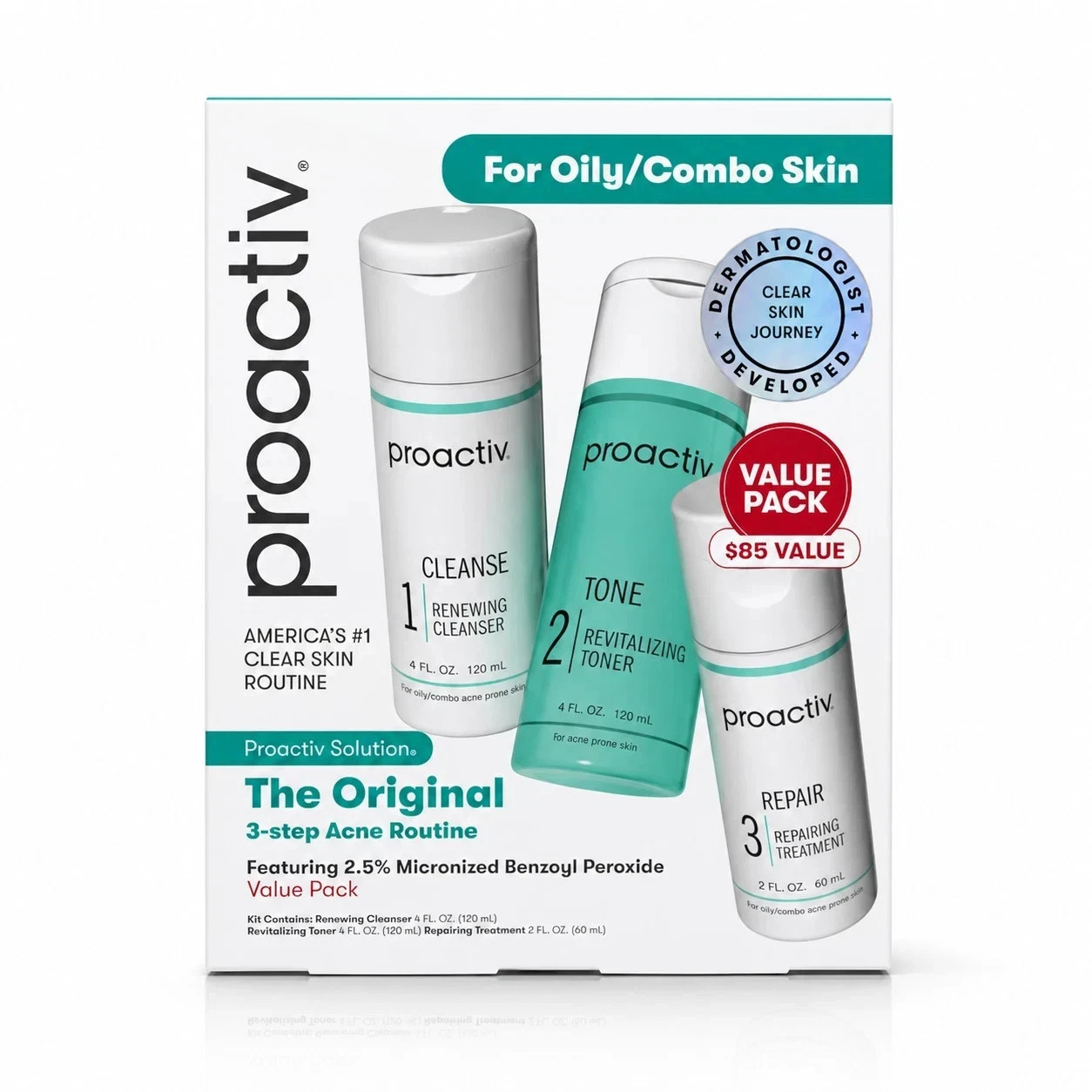 Proactiv 3 Step Acne Treatment System 60 Day Cleanser Toner Repairing Original-