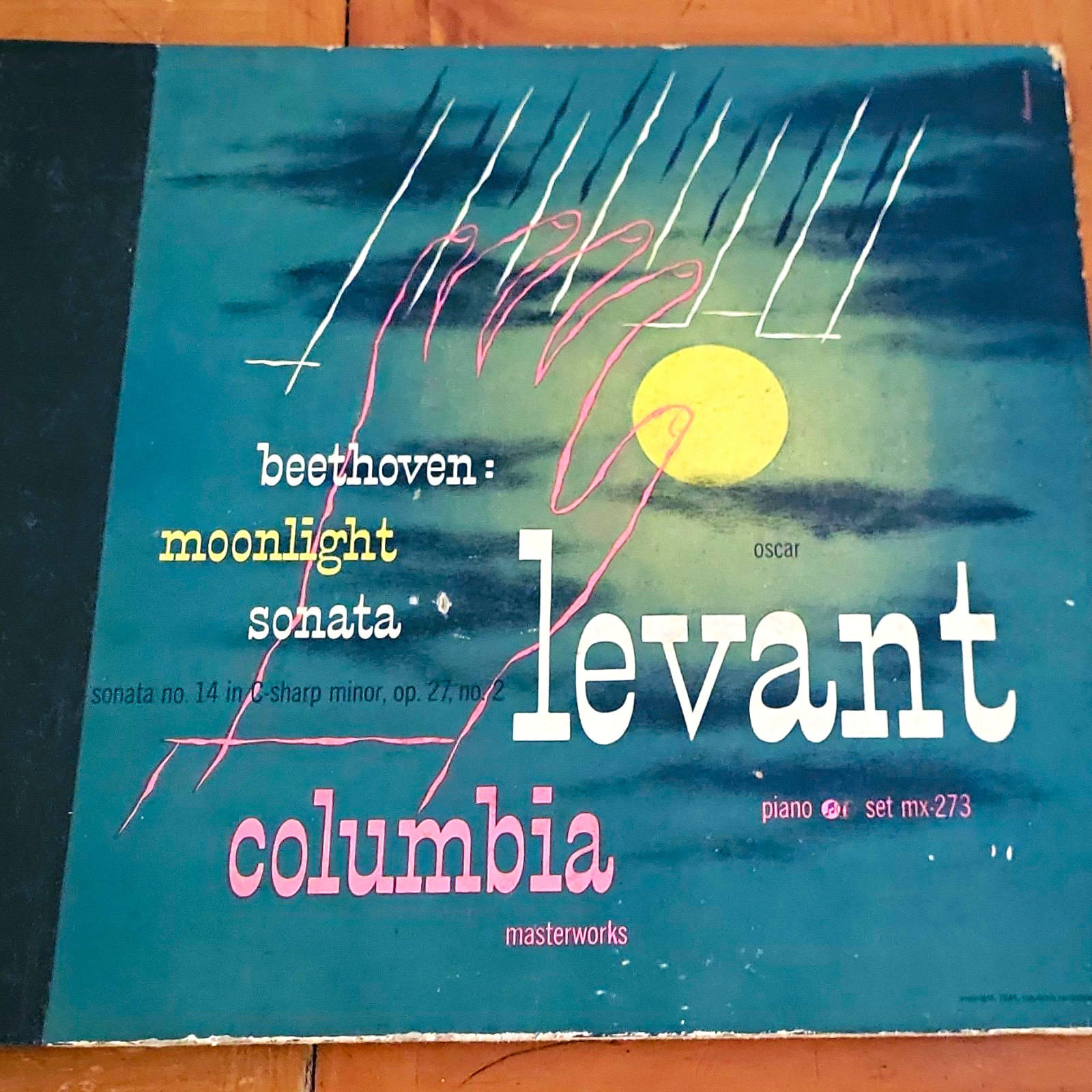 Columbia Masterworks Beethoven: Moonlight Sonata Oscar Levant Piano Record MX273 Columbia Masterworks Beethoven: Moonlight Sonata Oscar Levant Piano Record MX273