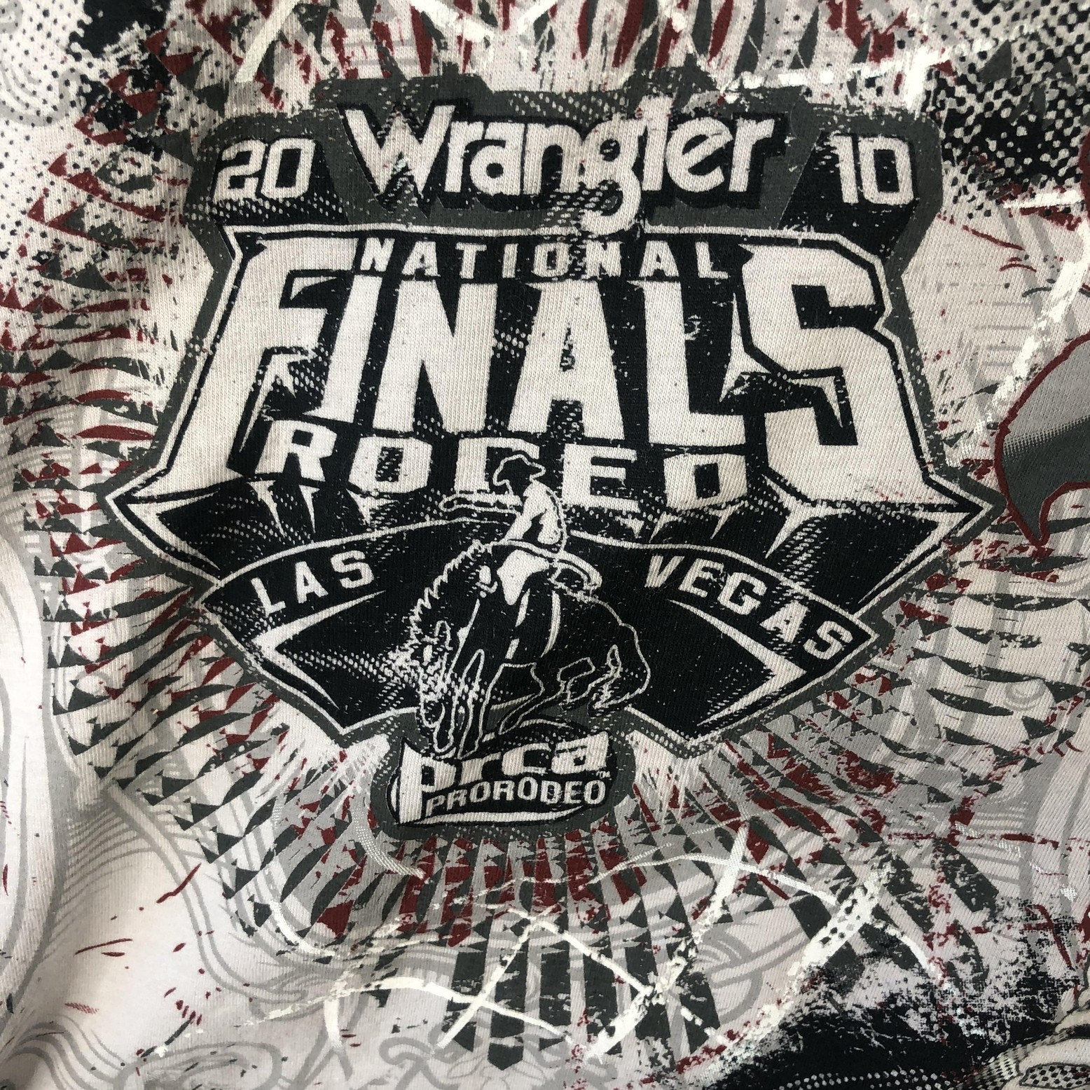 ProRodeo Gear Shirt Mens XL White Wrangler NFR 2010 Las Vegas Rodeo Graphic