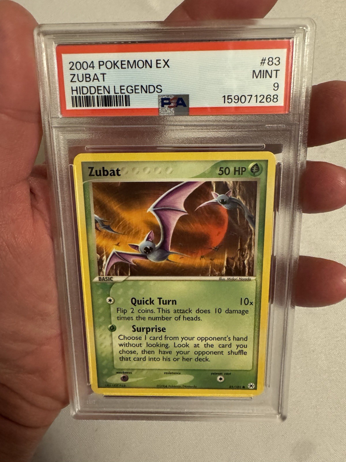 2004 Pokemon - Zubat Non Holo EX Hidden Legends 83/101 - PSA 9 MINT Nintendo