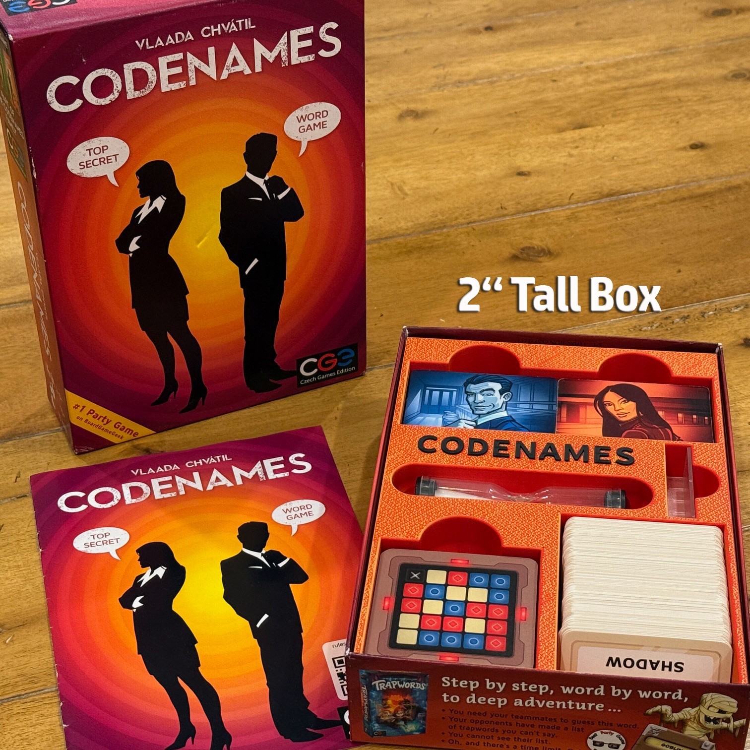Codenames Board Game Box Organizer:  3D Printed Insert