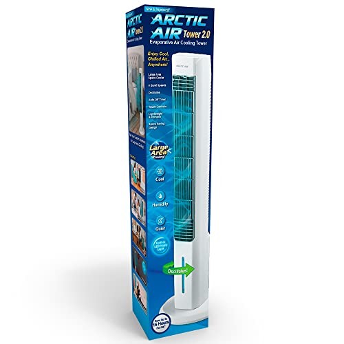 White - Ontel Arctic Air Tower 2.0 Evaporative Air Cooler 4 Speed Settings