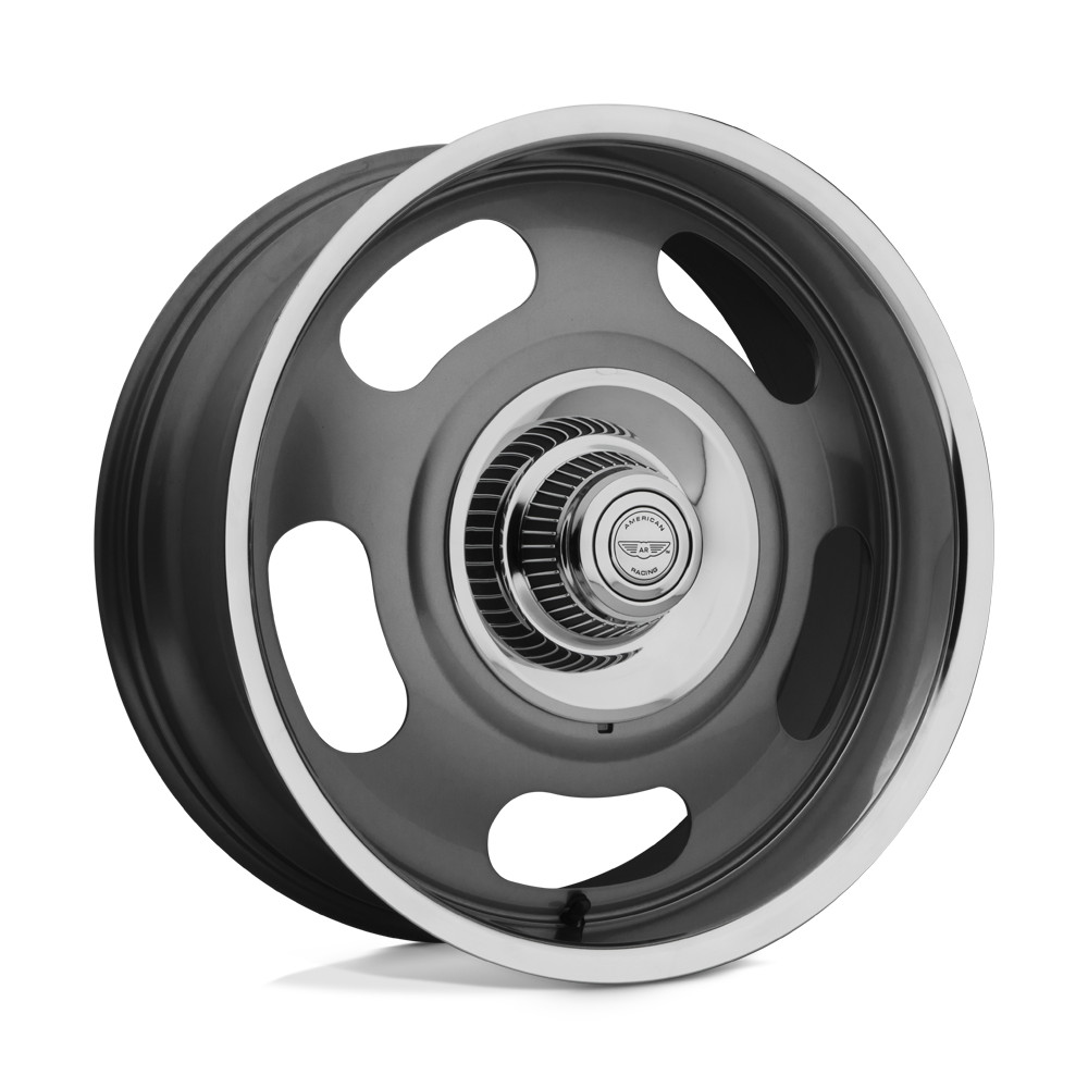 17x8 American Racing VN506 Mag Gray Ctr Polished Lip Wheel 5x4.75/5x5 (0mm)