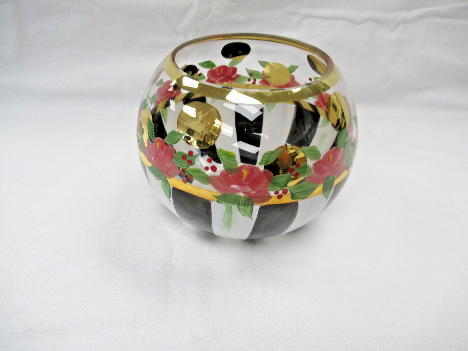 MacKenzie Childs Heirloom Painted Rose Bowl Nice BIN Price