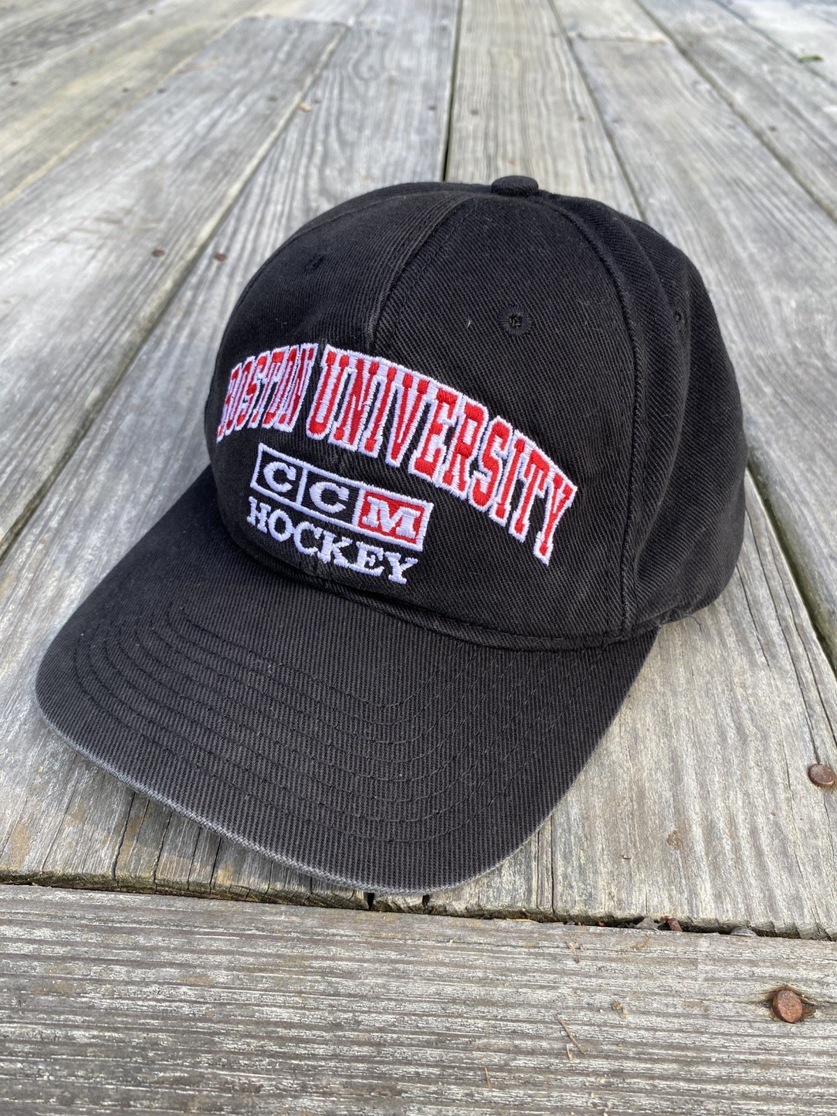 Vintage 1990s CCM Boston University Hockey SnapBack Hat Cap Black NHL Rare Vintage 1990s CCM Boston University Hockey SnapBack Hat Cap Black NHL Rare