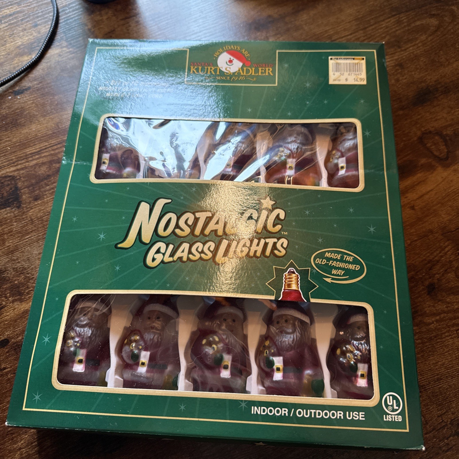 Kurt Adler Nostalgic Glass Lights Santa Claus 10-Light Strand C7 Bulbs