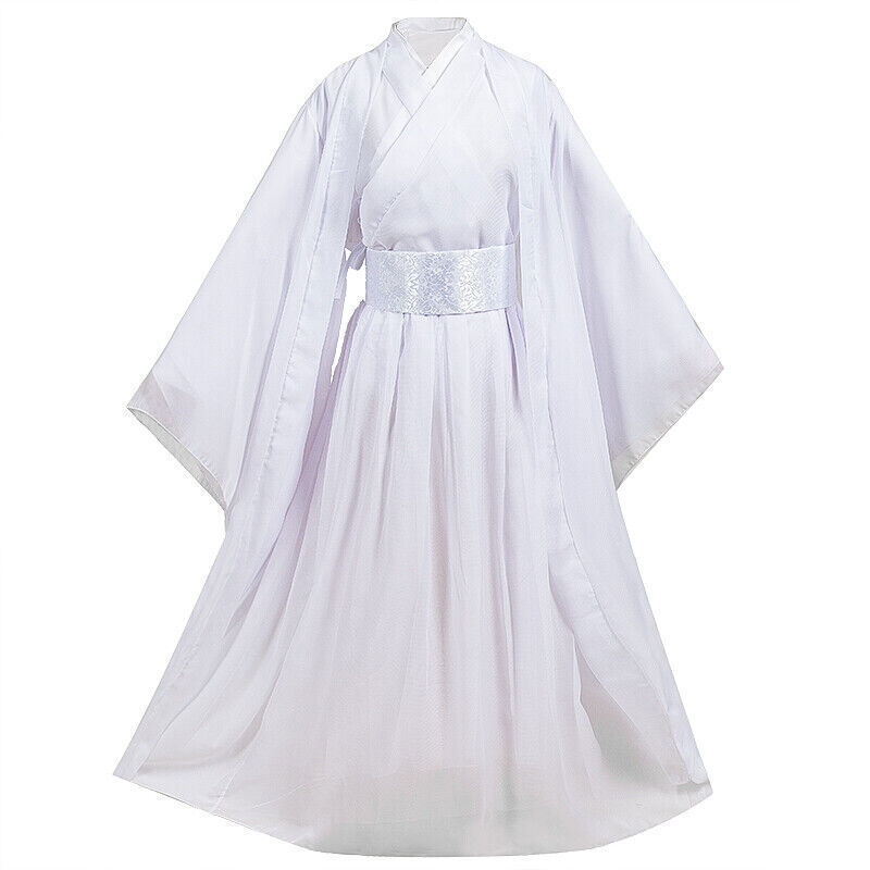 TGCF Tian Guan Ci Fu Xie Lian Cos Costume Bamboo Hat White Hanfu Dress Outfit