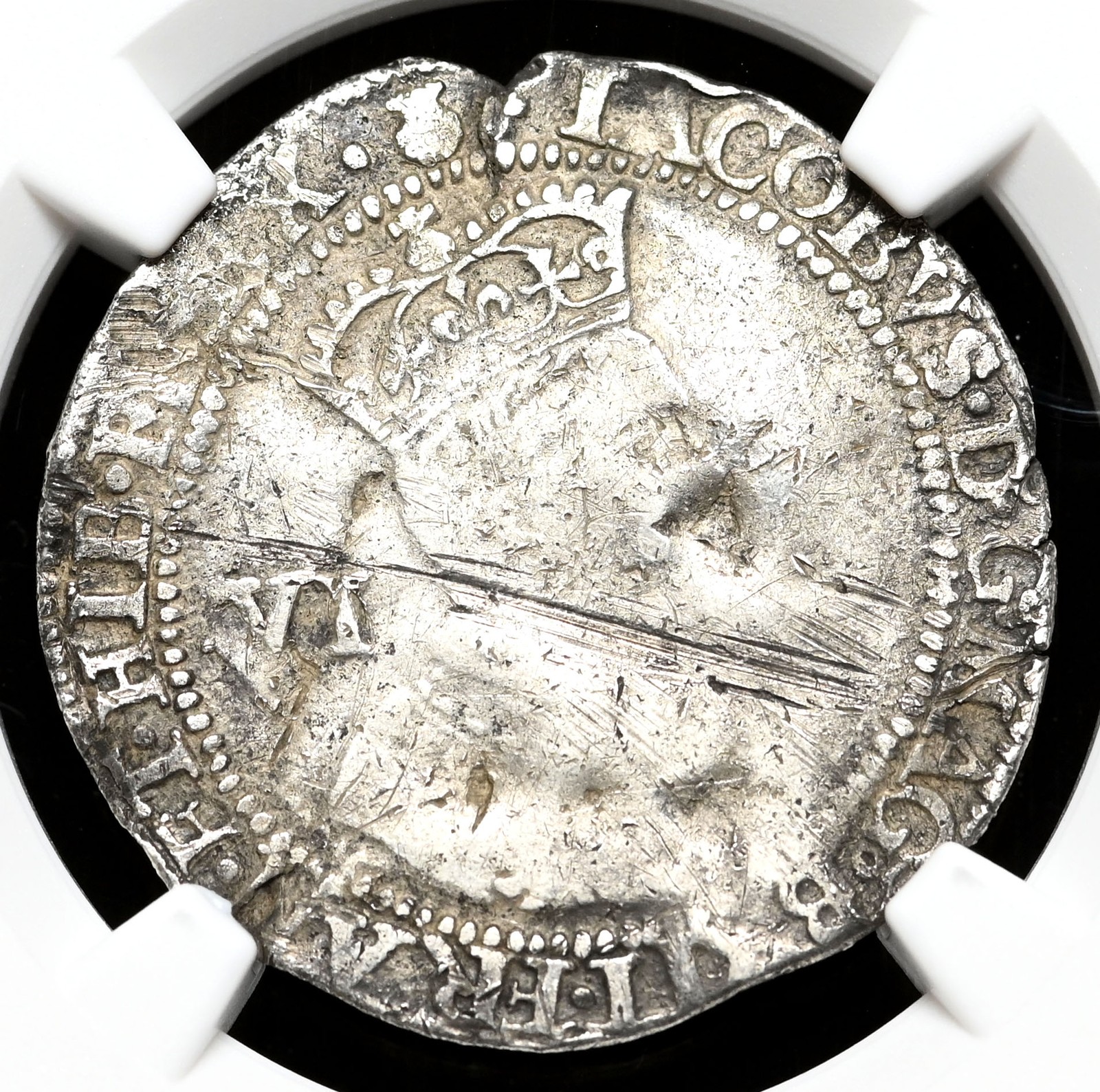 SCOTLAND. James VI, 1611. Silver 6 Shillings, S-5508, NGC VF Details