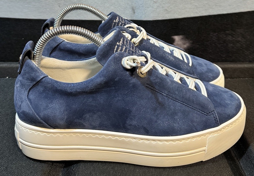 Paul Green Women’s Size US 7  /UK 4.5  Blue Nubuck Platform Sneakers