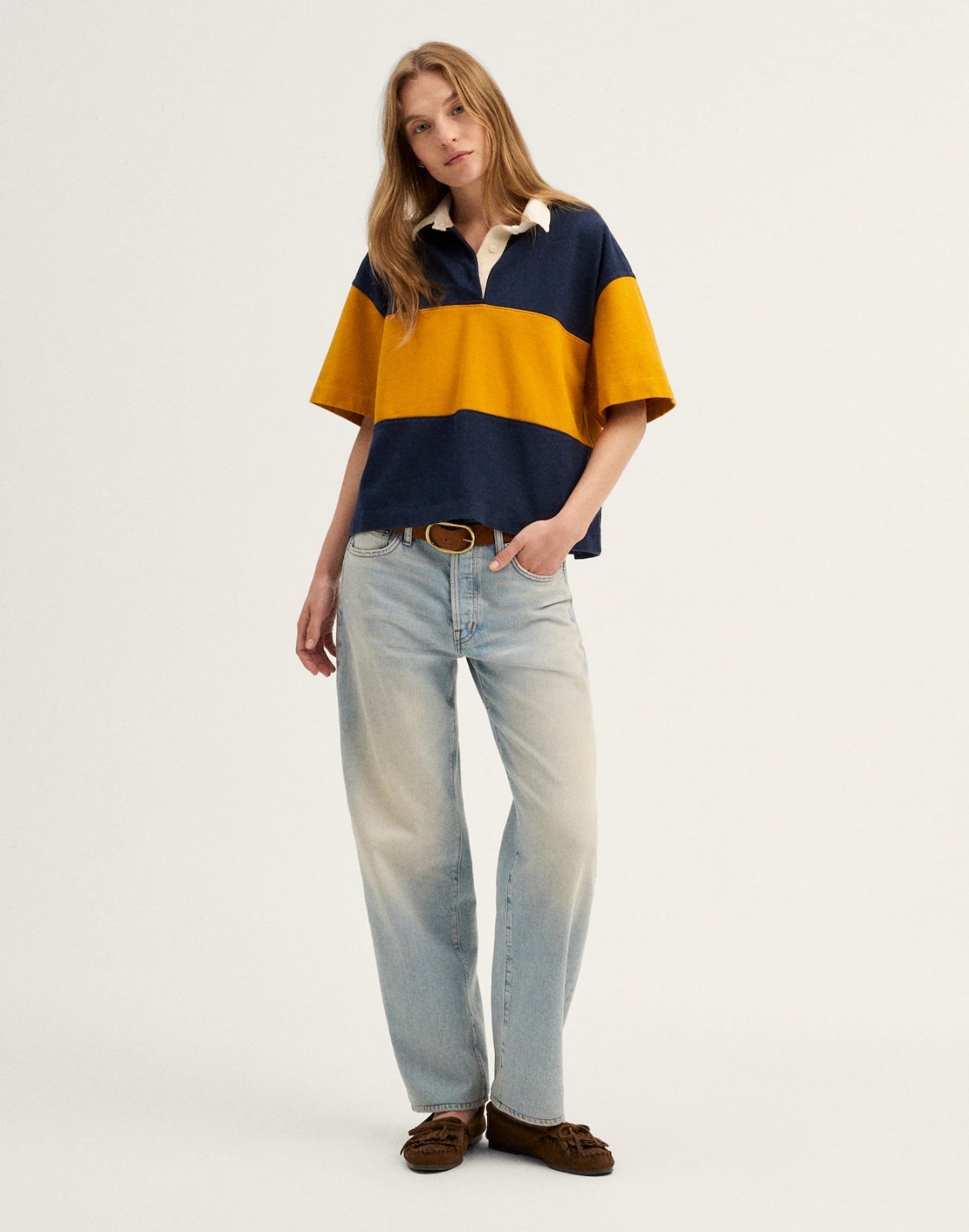 Madewell The Boxy Rugby Polo in Club Cotton