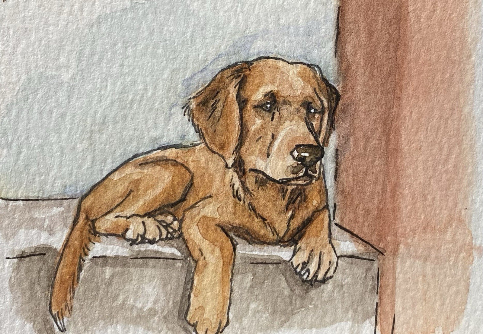 ACEO Original Mixed Media Painting Art Dog