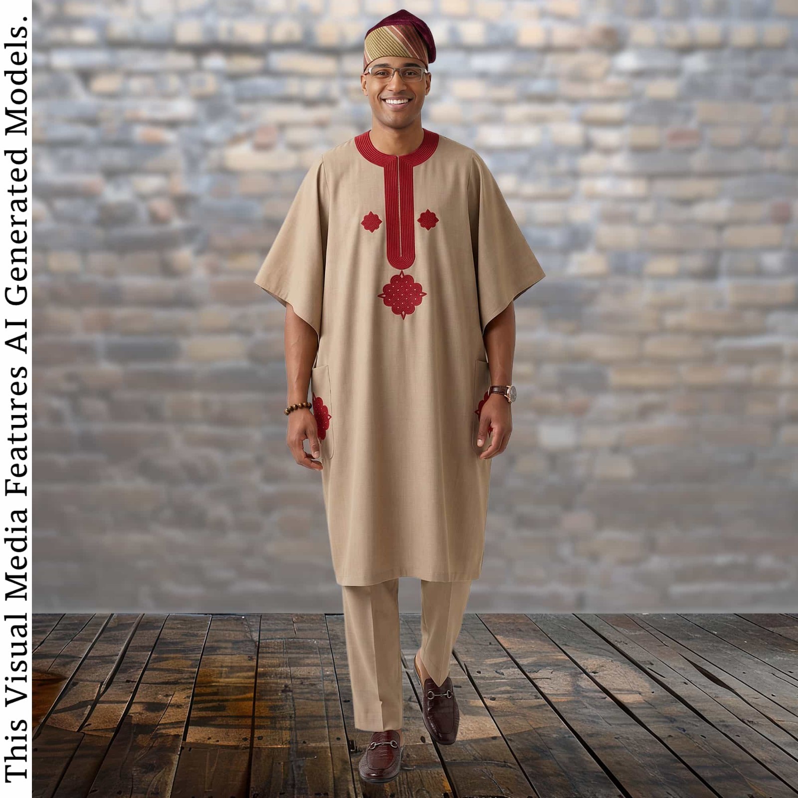 Nigerian Dashiki Kaftan Set For Men, Custom Tailored Yoruba Two Piece Outfit
