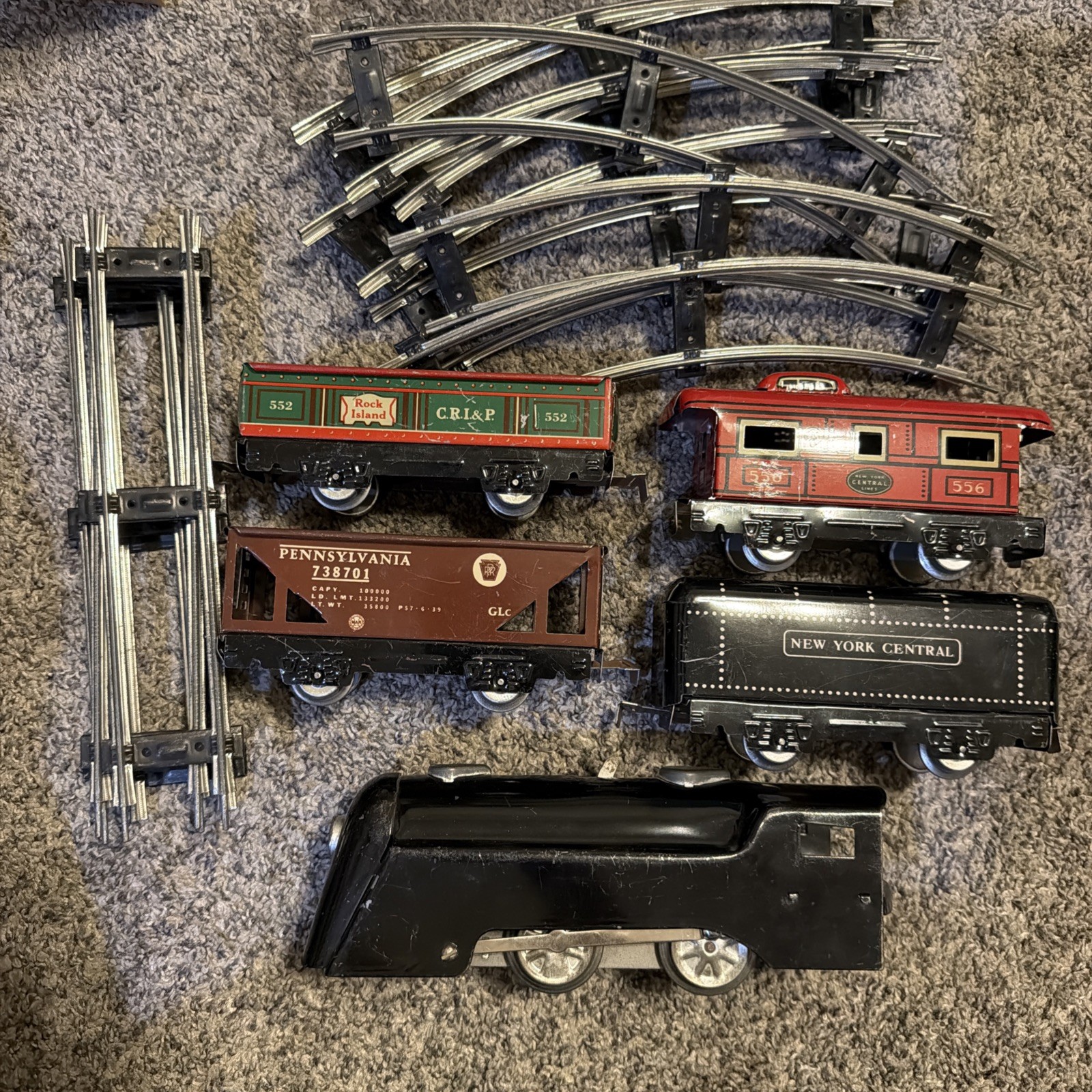 Louis Marx & Co Vintage Electric Train Train  tracks lot 17 pieces