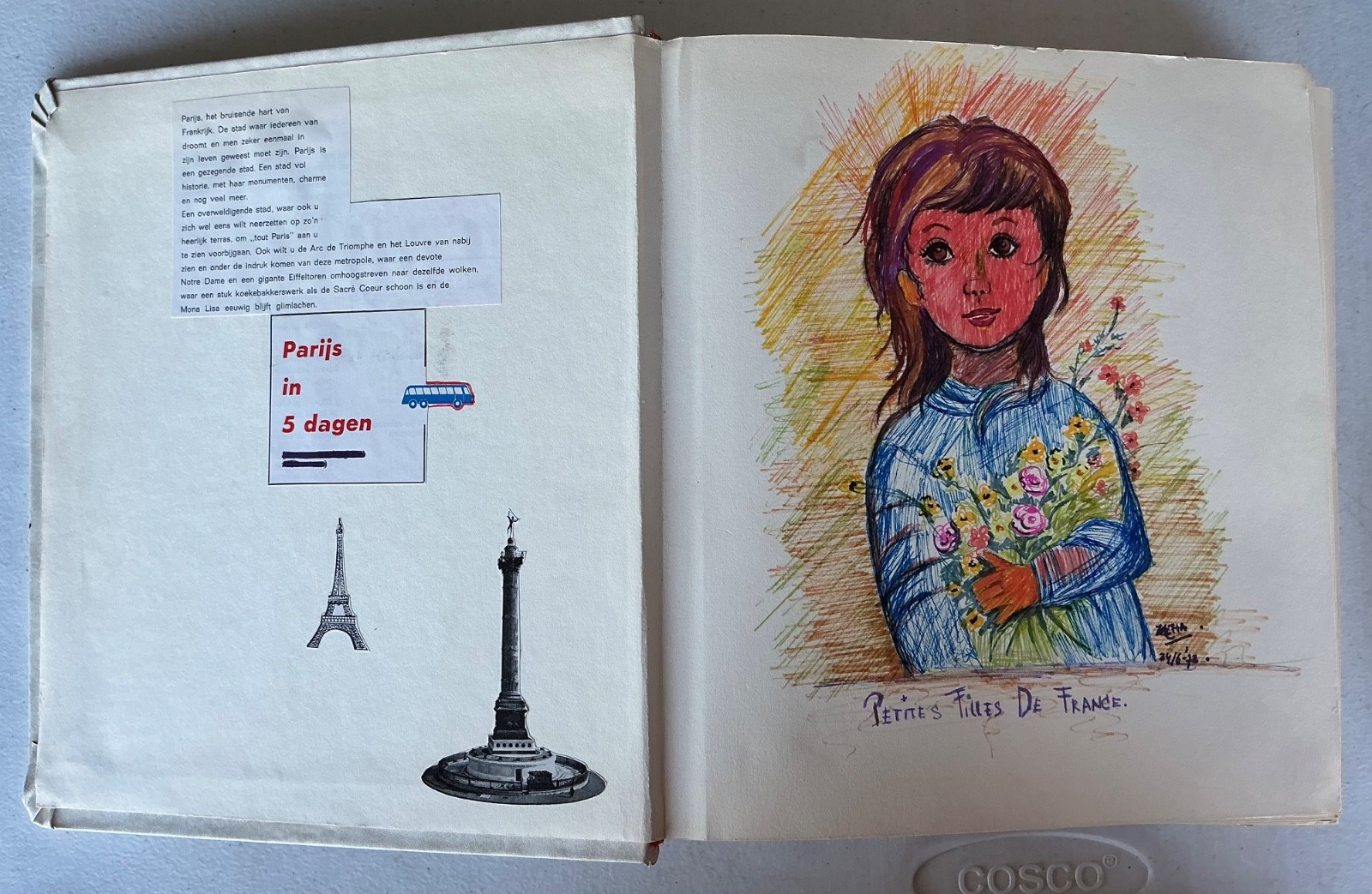 Vintage 1972 Paris France Scrapbook Photo Album Eiffel Tower Notre Dame Lourdes