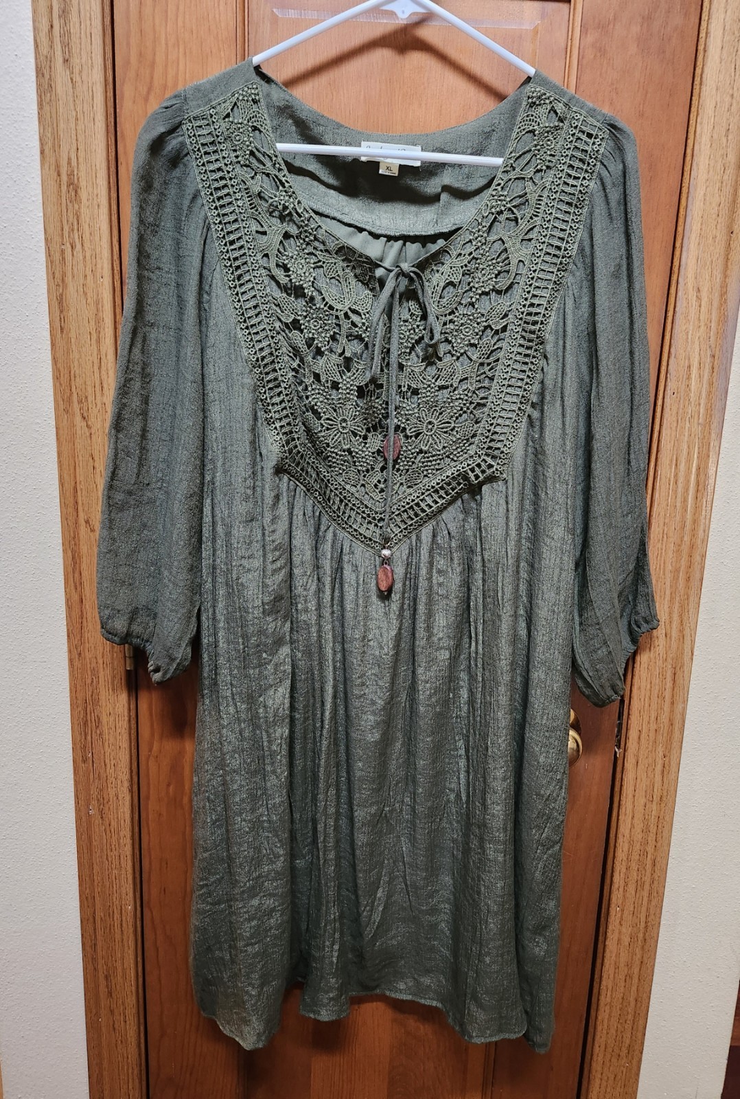 Indigo Rose Boho Tunic Style Olive Green Fall Dress XL