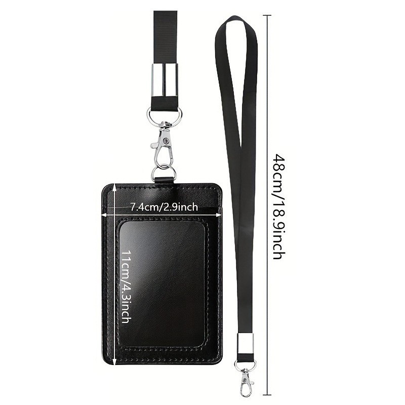 Black PU ID Card Holder with Lanyard, Badge, Credit Card & Work ID Case Black PU ID Card Holder with Lanyard, Badge, Credit Card & Work ID Case