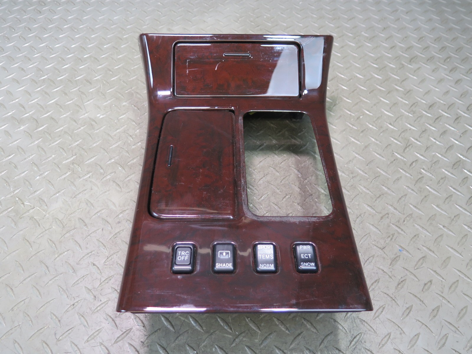 99-01 TOYOTA CROWN JZS175 CENTER CONSOLE WOOD TRIM COVER PANEL W SWITCH OEM