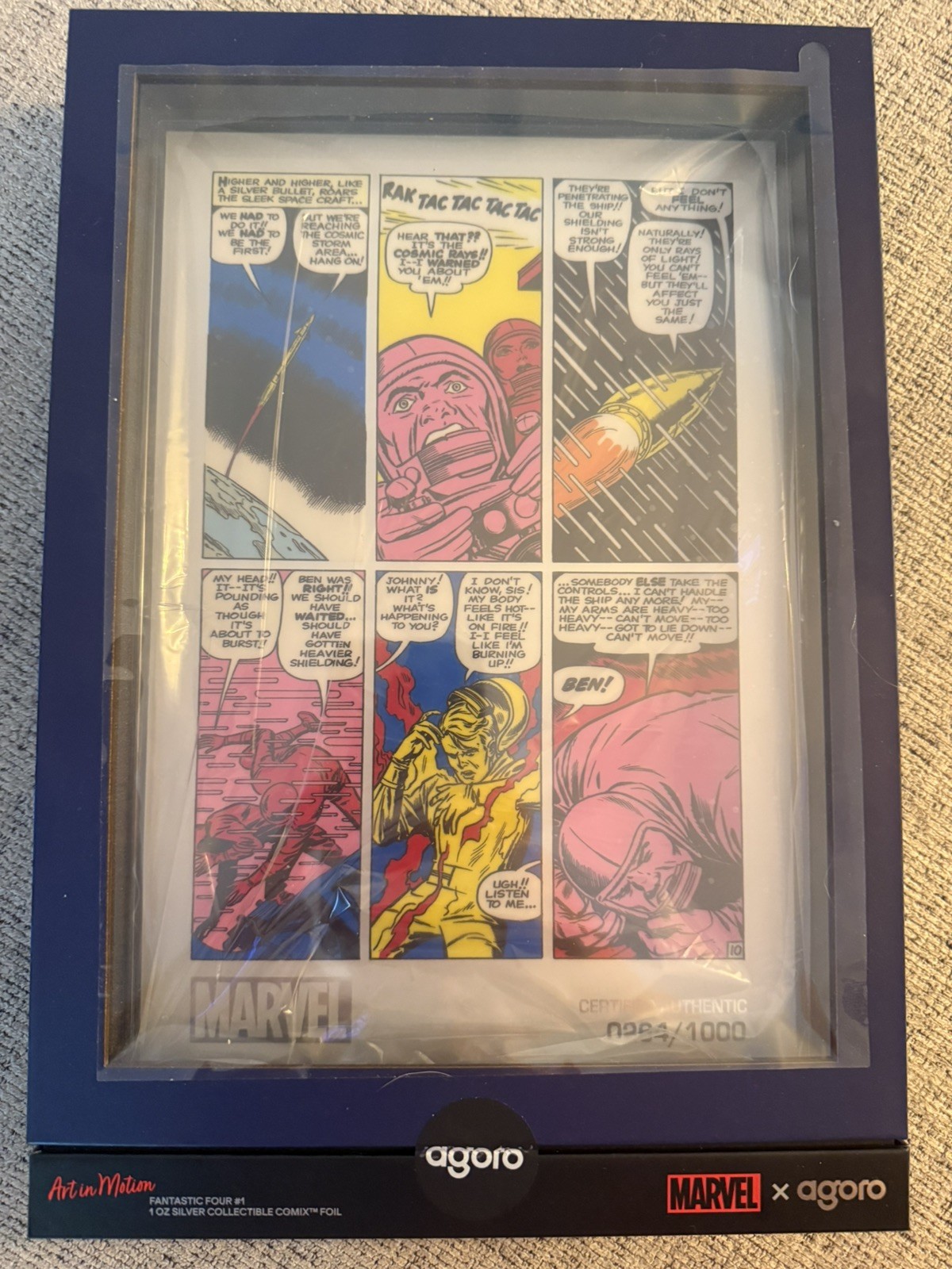 Agoro Marvel Art in Motion Fantastic Four #1 1 oz Silver Foil 264/1000 SEALED
