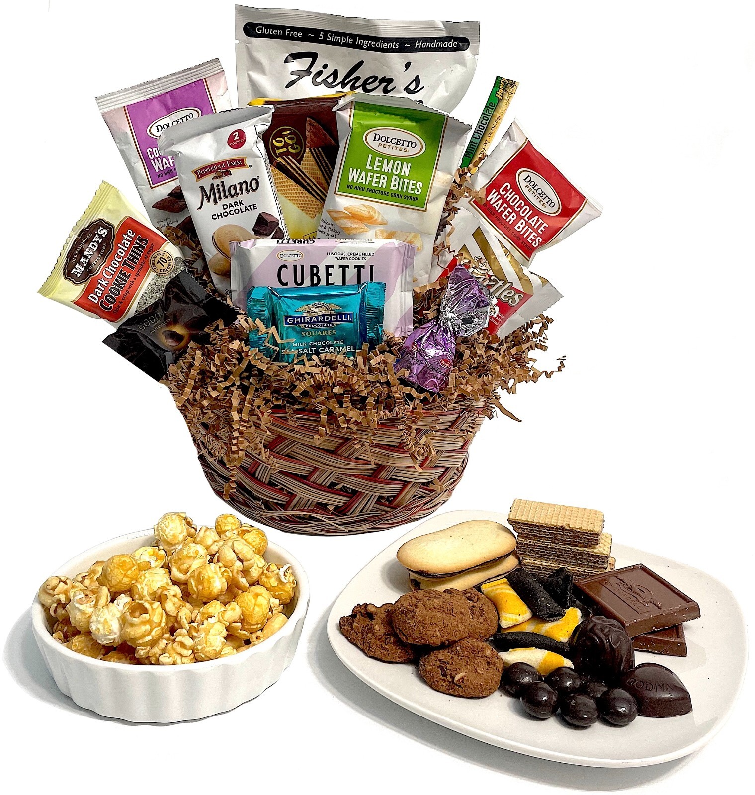 Custom Gift Basket Handmade with gourmet chocolates, cookies, snacks, and candy