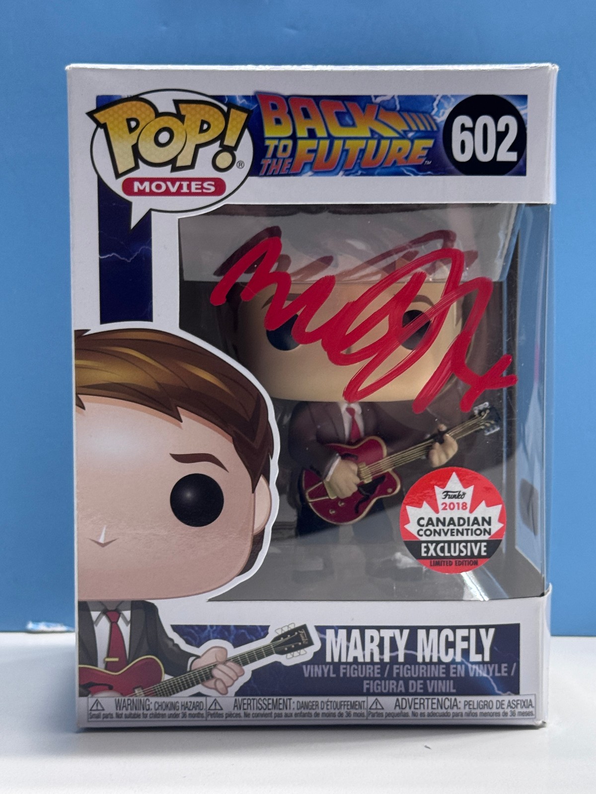 Funko Pop BACK TO FUTURE - MARTY McFLY canada exc #602 SIGNED AUTHENTICATED COA Funko Pop BACK TO FUTURE - MARTY McFLY canada exc #602 SIGNED AUTHENTICATED COA