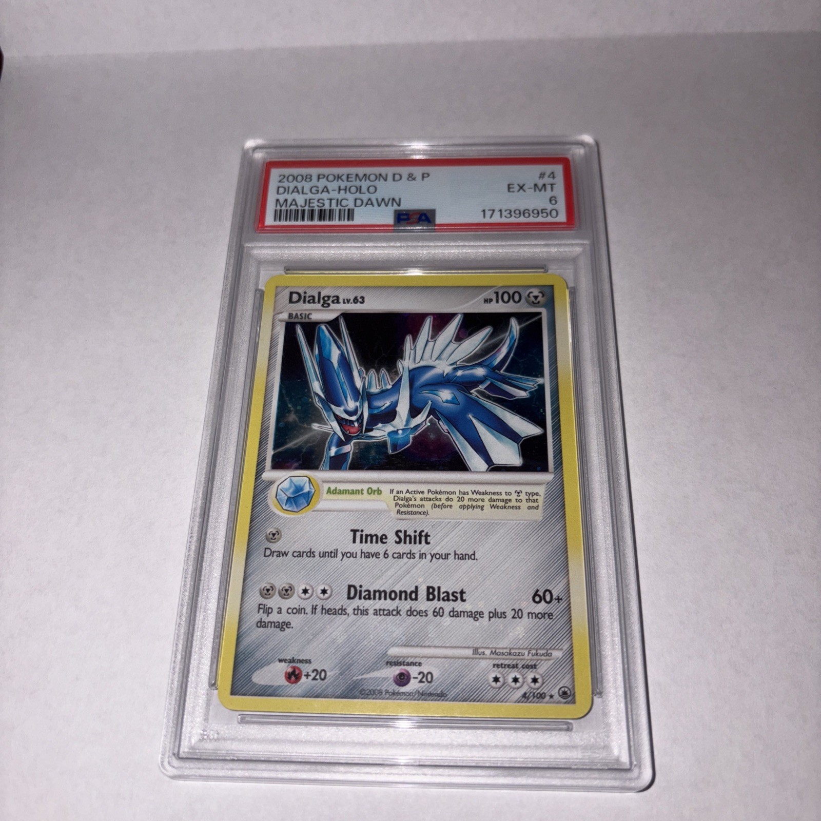 2008 POKEMON DIAMOND & PEARL MAJESTIC DAWN 4 DIALGA-HOLO PSA 6 EX-MT