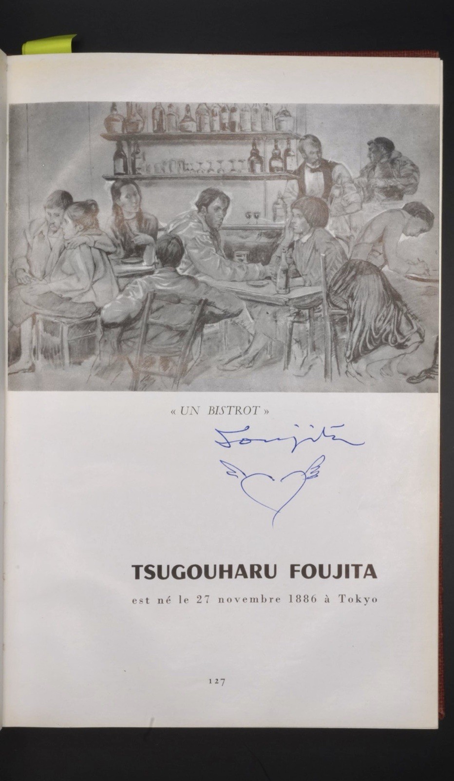 RARE Les Parisiennes Foujita Tsuguharu Sketch Heart-Wings 30+ Artists Signed ‘58