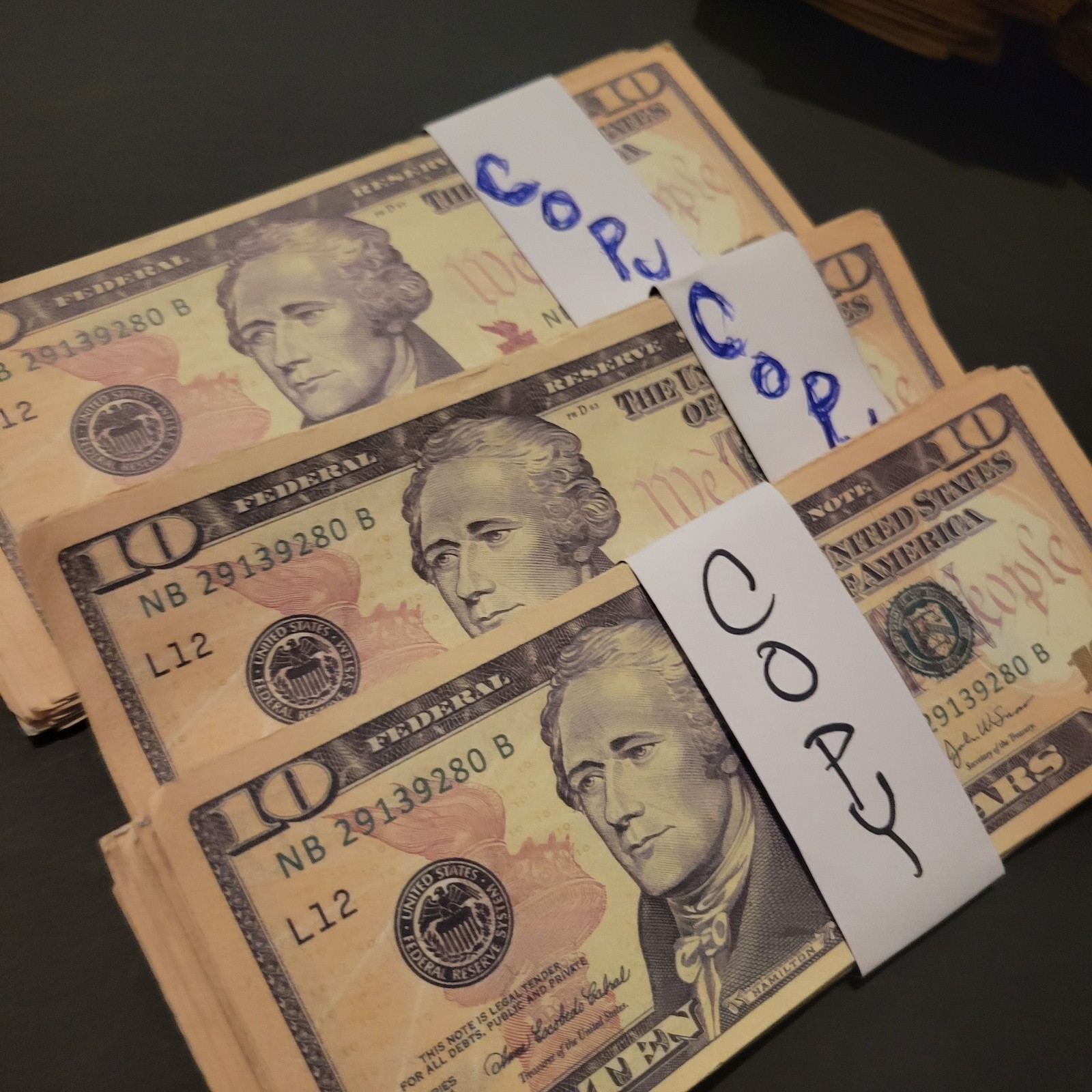 Artist Made AGED $10 Replica Bills * 25
