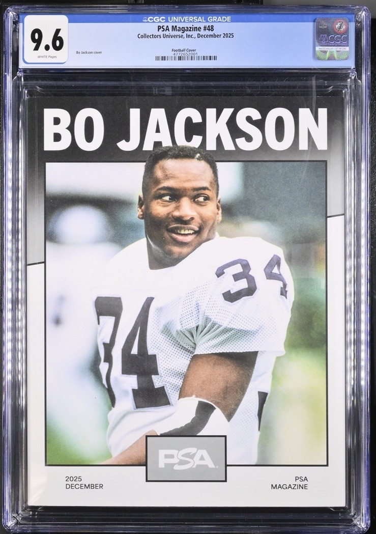 BO JACKSON RARE PSA MAGAZINE 2025 NFL LEGEND OAKLAND RAIDERS COVER CGC 9.6