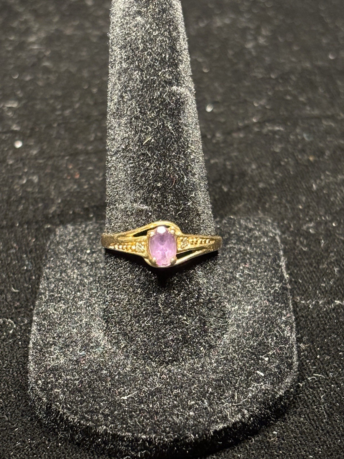 Vintage 10k Solid Gold Amethyst and Diamond Ring - Stamped 10k SKAL - Size 6.5 Vintage 10k Solid Gold Amethyst and Diamond Ring - Stamped 10k SKAL - Size 6.5