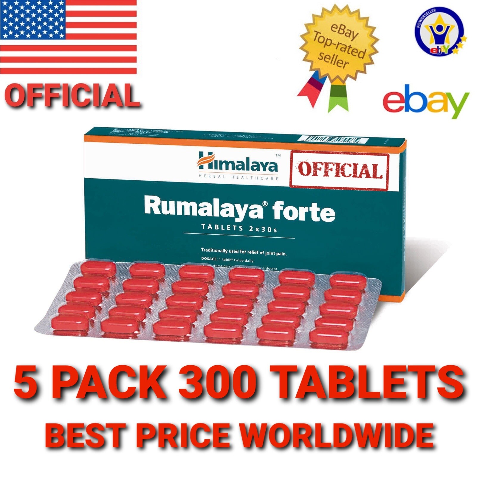 RUMALAYA FORTE Himalaya OFFICIAL USA 5 pack 300 Tablet Vegetarian Botanical Herb